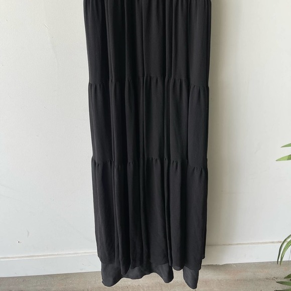 BCBG Dress Womens Small Black Sequin Tiered Boho Grunge Maxi Formal Event Knit - Picture 5 of 11